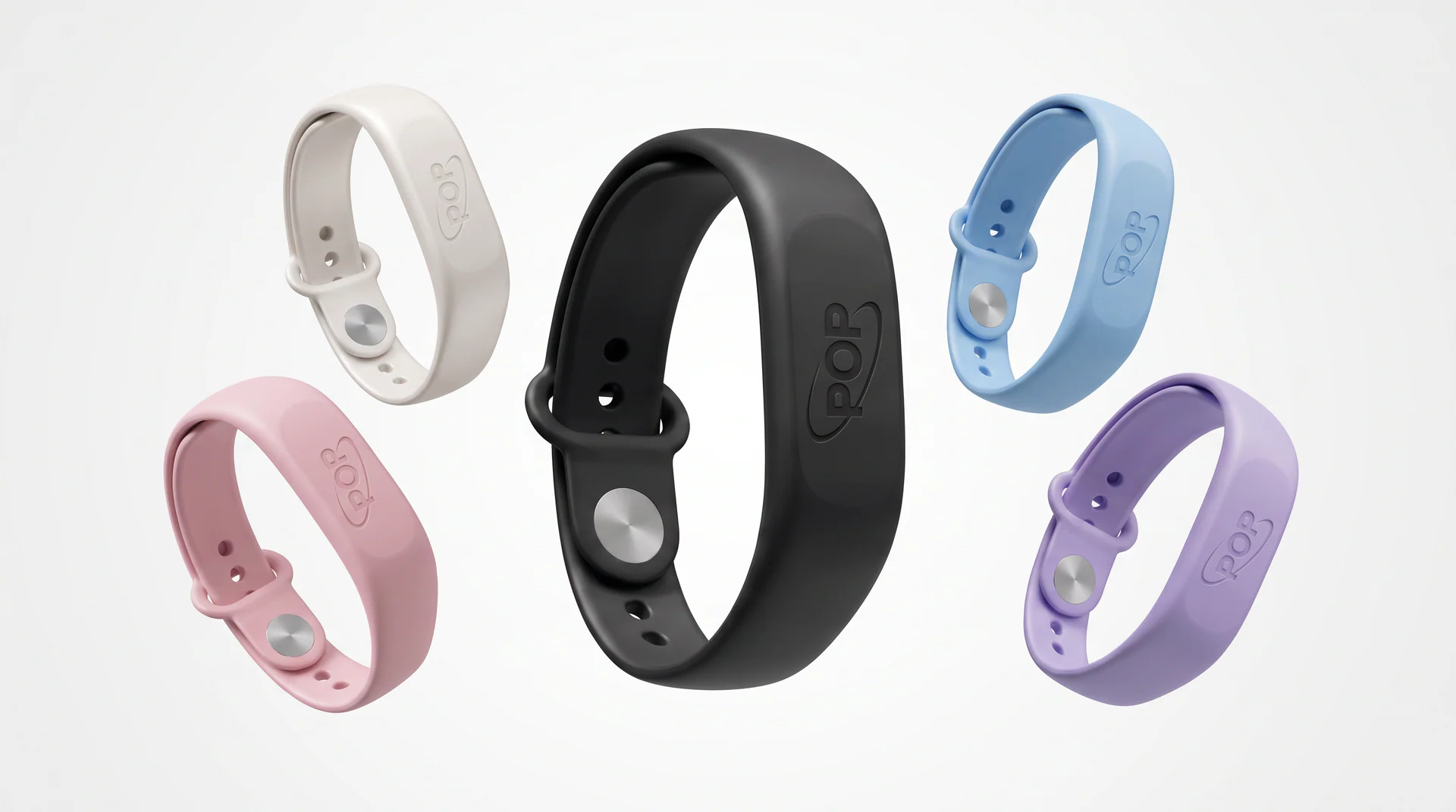 POP Wristband collection in Black, Pearl, Blush, Sky, and Lavender